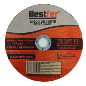 DISCO DE CORTE P/FERRO/INOX 180X1.6X22.2MM 7X7/8 BESTFER