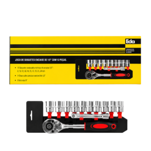 SOQUETES SEXTAVADOS 1/2" JOGO COM 12 PECAS 10 A 24 MM EDA