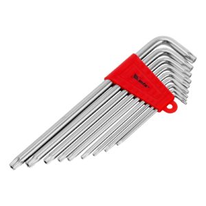 JOGO DE CHAVES HEXAGONAIS TORX EXTRA LONGAS COM ACABAMENTO ACETINADO, T10 - T50, CRV, 9 PCS//MTX