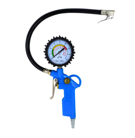 CALIBRADOR MANUAL 220PSI ENTRE PINO COM MANGUEIRA E BICO PRESILHA STEELS