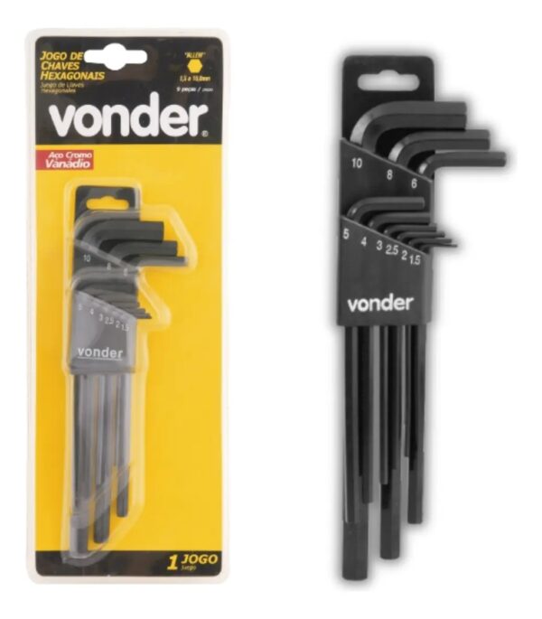 JOGO HEXAGONAIS ALLEN 1,5 A 10MM LONGA VONDER