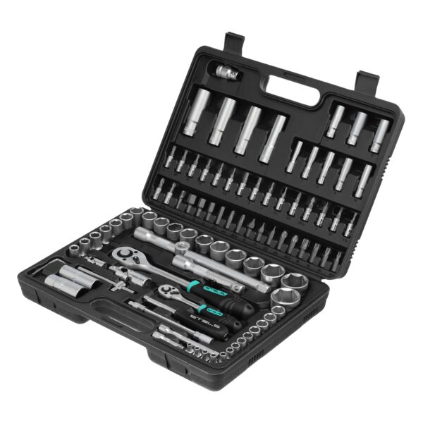 Kit Chave Catraca Soquetes enc. 1/2 E 1/4 - 94 Peças 1358099 STELS