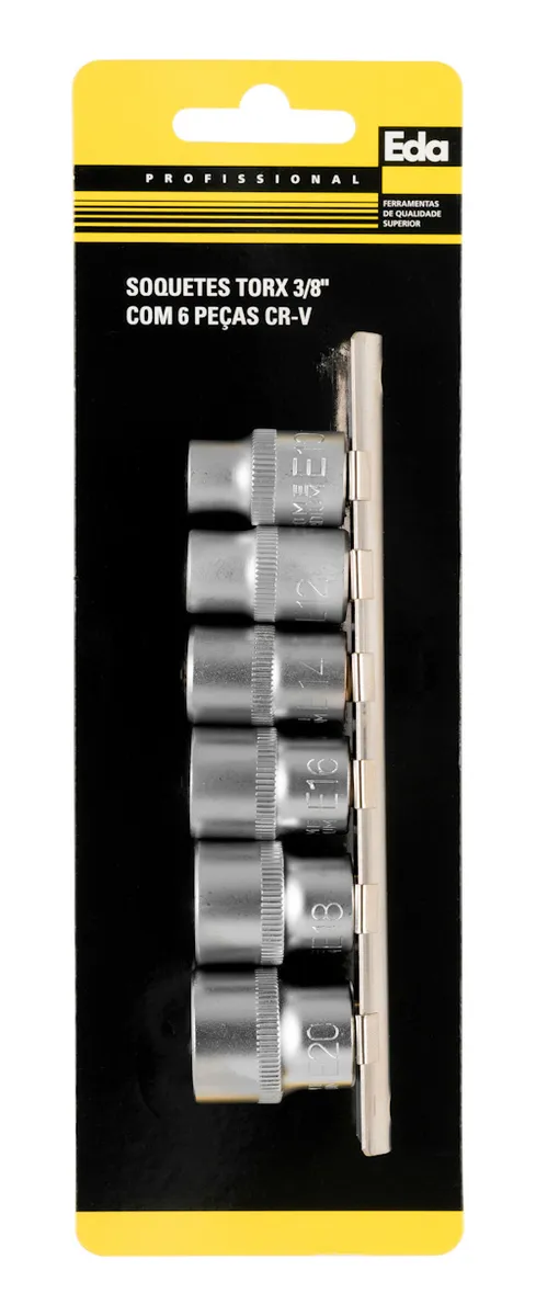 JOGO SOQUETES TORX ENC 3/8" C/6 PCS CRV EDA