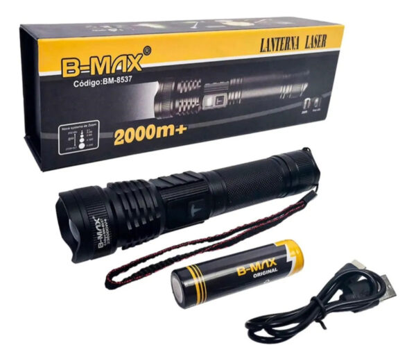 Lanterna Tática Laser Sabre Luz 2km Preto Luz Led BMX8537