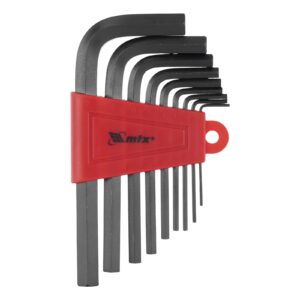 JOGO DE CHAVE ALLEN CURTA, 1,5 - 10 MM, CRV, 9 PCS, OXIDADO PRETO//MTX