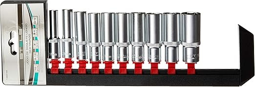 Jogo de Soquete Longo Sextavado enc. 3/8 POL. CRV, 8- ate 19 MM, 10 Peças, 1359155 STELS