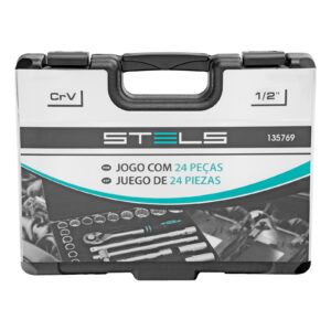Jogo de Chave Catraca e Soquetes 1/2 POL de 8 à 32 MM c/ 24 Peças 135769 STELS