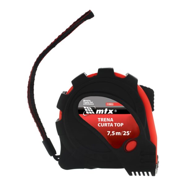 MTX Trena Curta 7,5m x 25mm Fita Métrica Profissional Estojo em Plástico Resistente 3 Pontos de Fixação