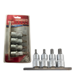 JOGO DE SOQUETE BITS MULTIDENTADO 1/2 C 4 PCS CORNETA